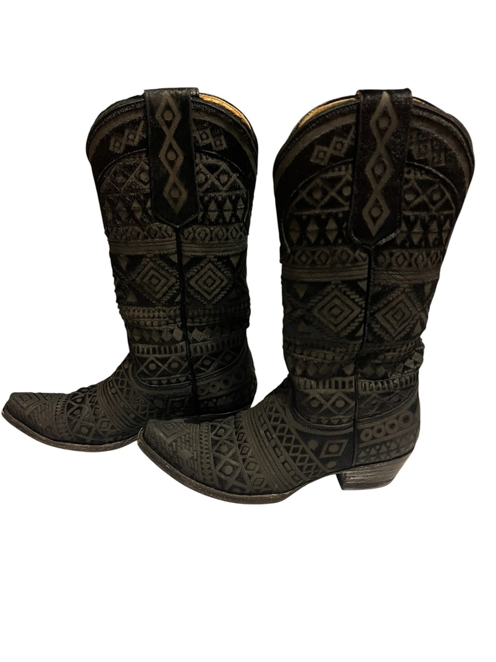 Old Gringo Black with Mohair Western Knee-High Cowgirl Boots - Women's 8 B 🤩 - Picture 3 of 9